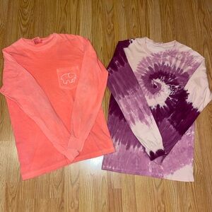 Ivory Ella Long Sleeve Tees - Pink and Purple Tie-Dye